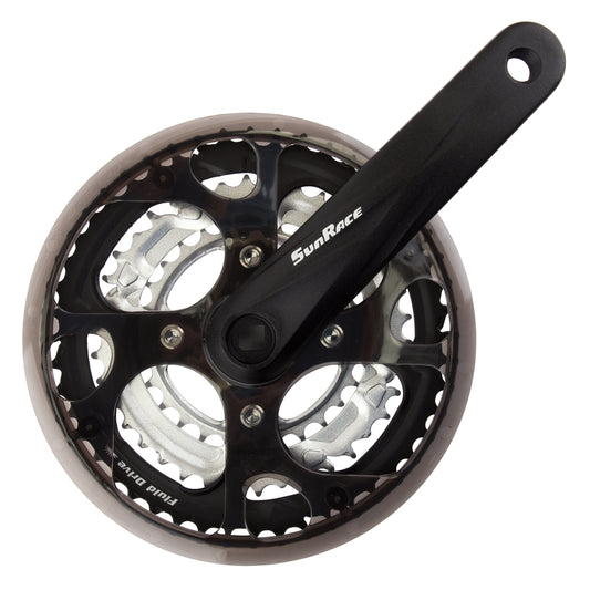Sunrace M300 Crankset 170x48/38/28 w/ Chainguard - Black/Silver